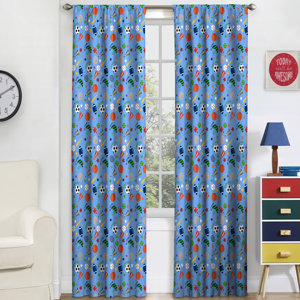 Lou-Ann Graphic Print & Text Blackout Thermal Rod Pocket Single Curtain Panel