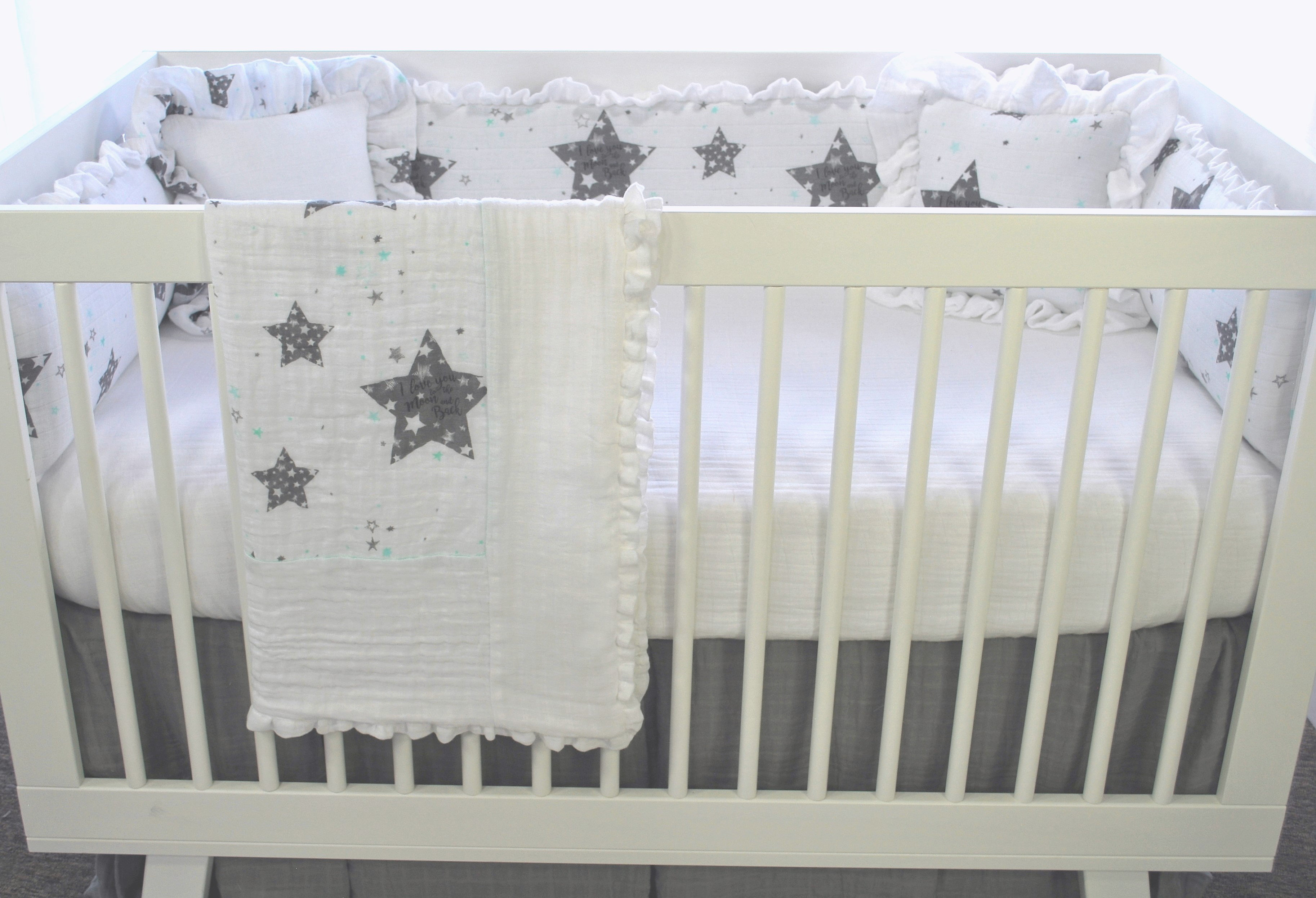 moon and stars crib set