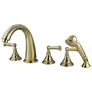 Roman Three Handle Roman Tub Faucet with Hand Shower
