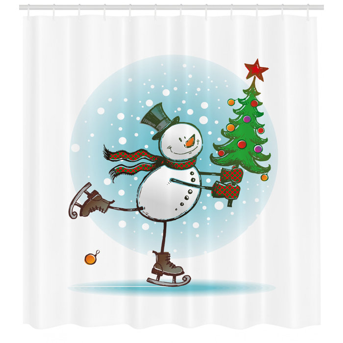 East Urban Home Snowman Shower Curtain Set Hooks Wayfair