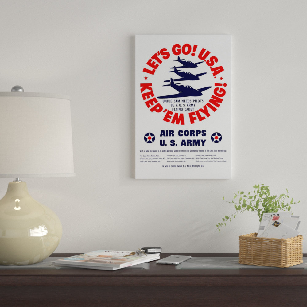 East Urban Home Keep Em Flying Us Army Air Corps Recruitment Poster Vintage Advertisement On Canvas Wayfair