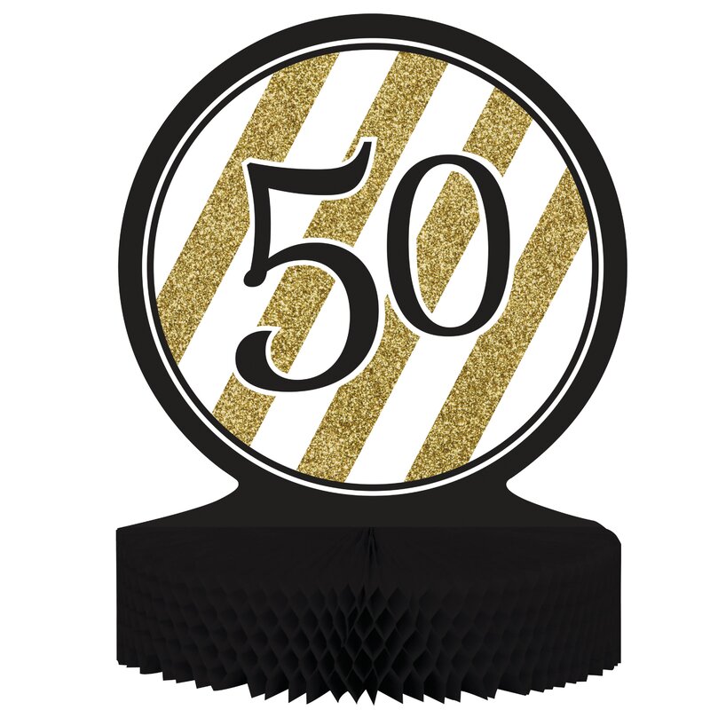 The Party Aisle Black And Gold 50th Birthday Paper Centerpiece