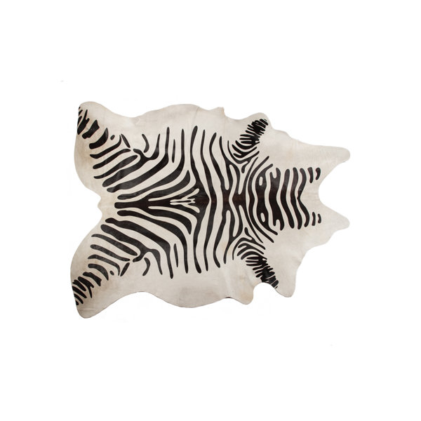 Grady Hand-Woven Cowhide Black/White Area Rug by Bloomsbury Market