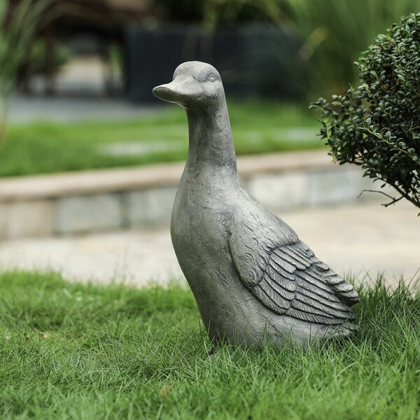 Fityle 2 Pcs White Resin Ducks Sculpture Figure for Home Garden Ornament Decor Gift 