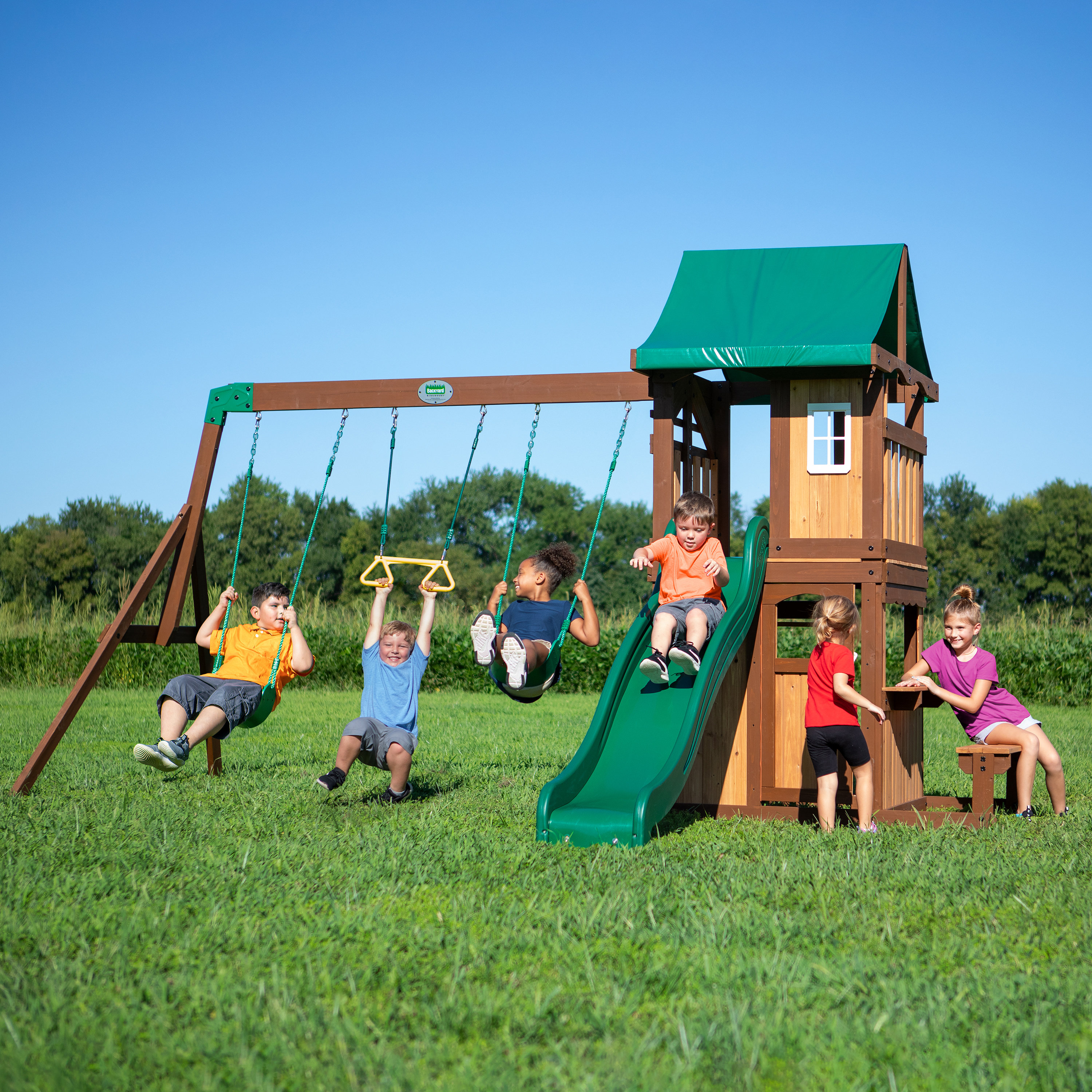 Backyard Discovery Lakewood All Cedar Swing Set Reviews Wayfair Ca