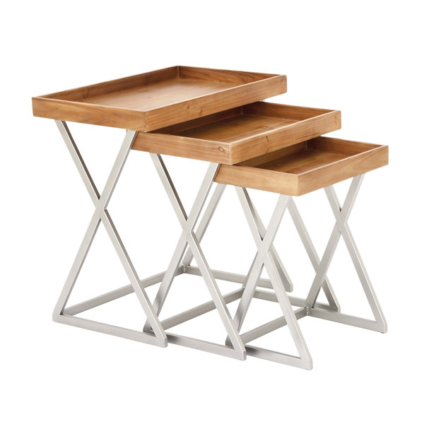 3 Piece Metal and Wood Tray Table Set by Cole & Grey| @ $422.99