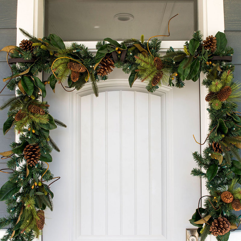 The Holiday Aisle 9' LED Magnolia Leaf Pre-Lit Garland with 100 Clear