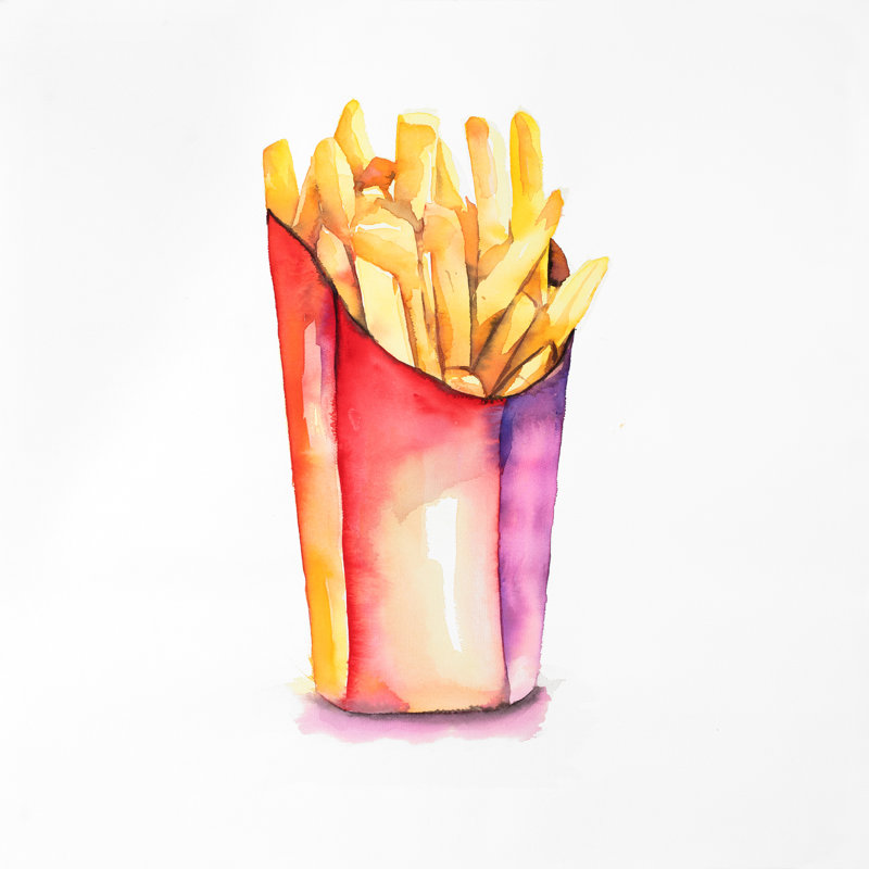 Ebern Designs French Fries Oil Painting Print On Wrapped Canvas