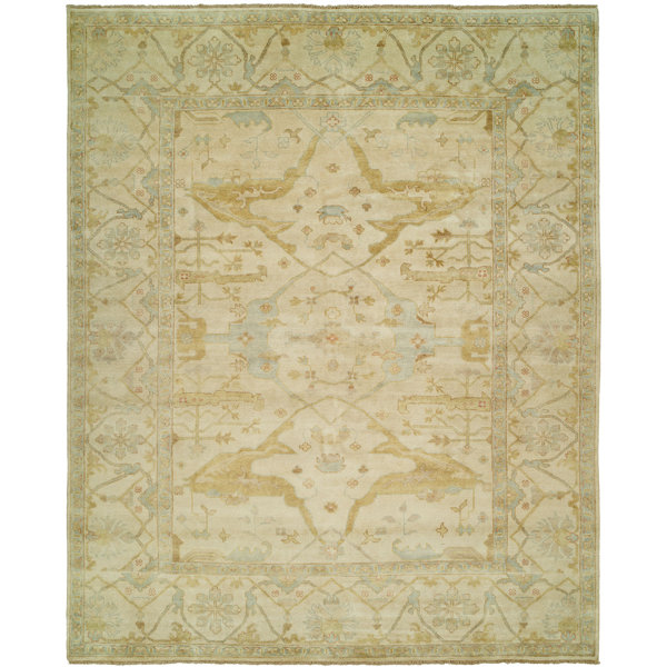 Oushak Hand-Knotted Beige Area Rug by Shalom Brothers
