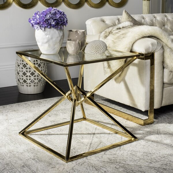 Fiorella Glass Top Abstract End Table By Mercer41
