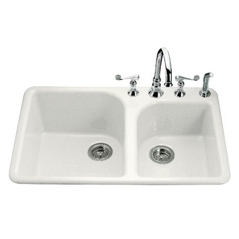 K 5932 4 0 Kohler Turnings 33 L X 22 W Drop In Kitchen Sink With 4 Faucet Holes Reviews Wayfair