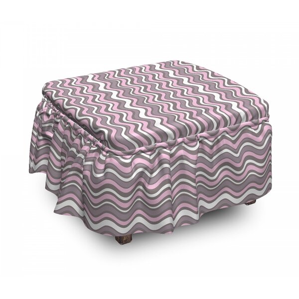 Geometric Wavy Stripes Nautical 2 Piece Box Cushion Ottoman Slipcover Set By East Urban Home