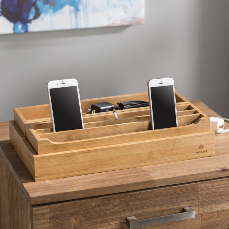 Rebrilliant 3 Piece Eco Friendly Bamboo Multi Device Organizer 3 Piece Eco Friendly Bamboo Multi Device Organizer Charging Station And Dock Set