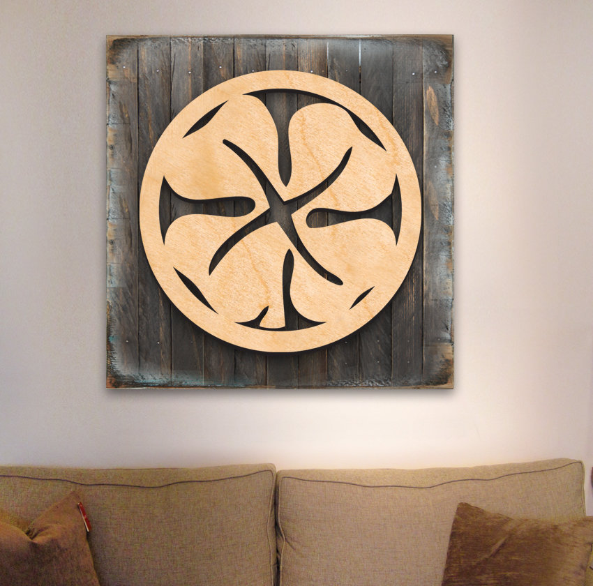 World Menagerie Four Leaf Clover Shamrock Celtic Wood Block Wall