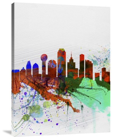Naxart Dallas Skyline Watercolor Painting Print On Canvas Wayfair