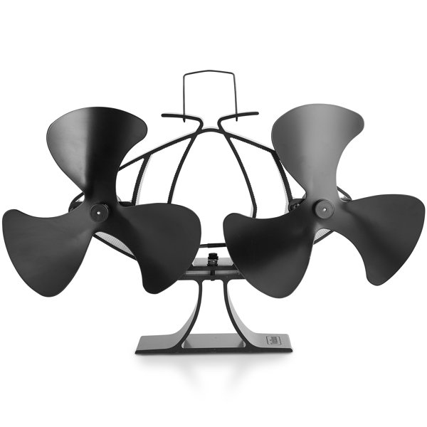 6 Blade Twin Motor Double Heat Powered Wood Stove Fan by VonHaus