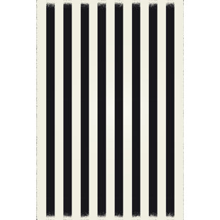 Cousar Strips of European Black/White Indoor/Outdoor Area Rug Ebern Designs Fashion and beautiful backpack