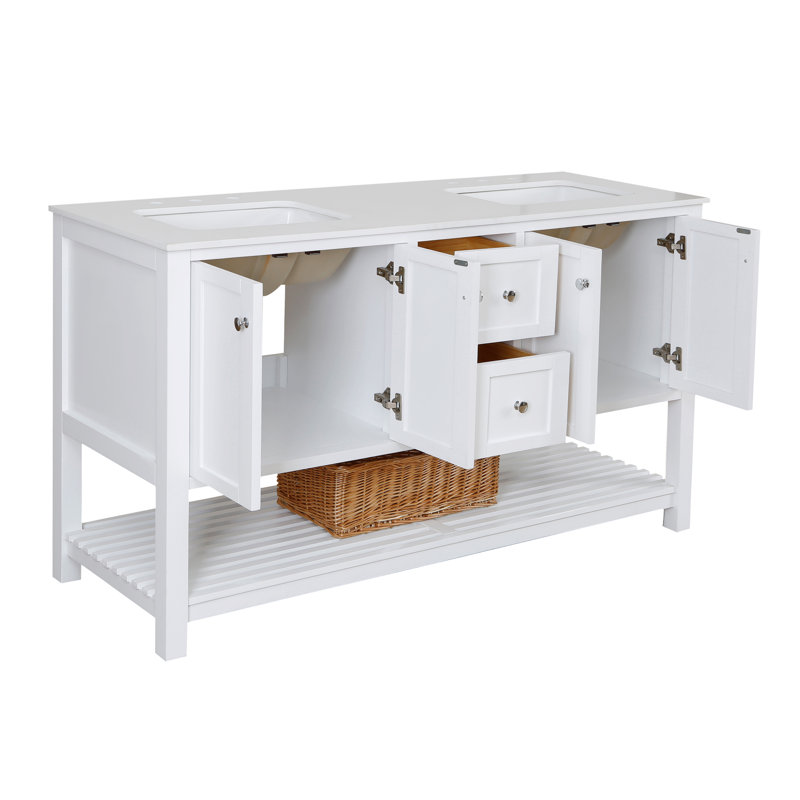 Three Posts Chertsey Open Cabinet 60 Double Bathroom Vanity Set