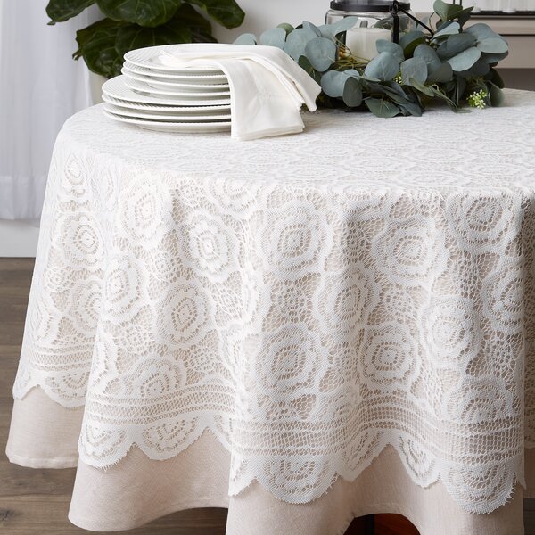 Round Lace Tablecloth 60 Inch - Qxfsmile Beige Lace Tablecloth ...