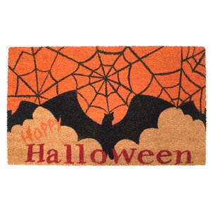 Happy Halloween Batand Spider Web Doormat