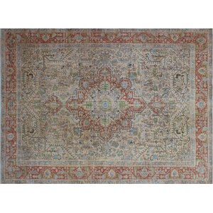 One-of-a-Kind Katja Overdyed Distressed Hand-Knotted Beige Area Rug