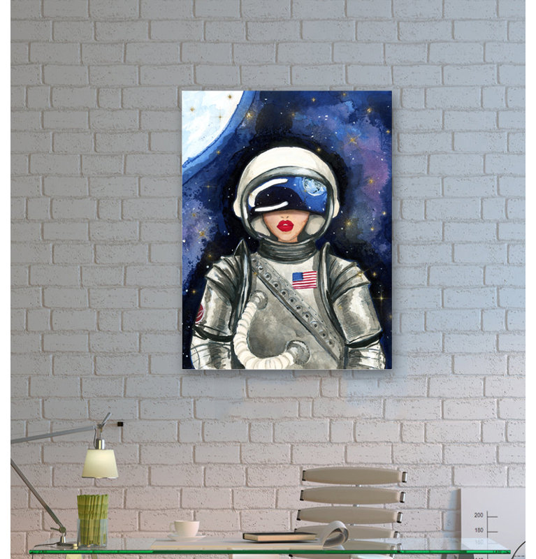 Oliver Gal Astronaut Lips Graphic Art Print On Wrapped Canvas
