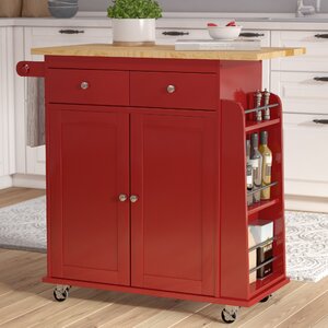 Ferraro Kitchen Cart with Wooden Top