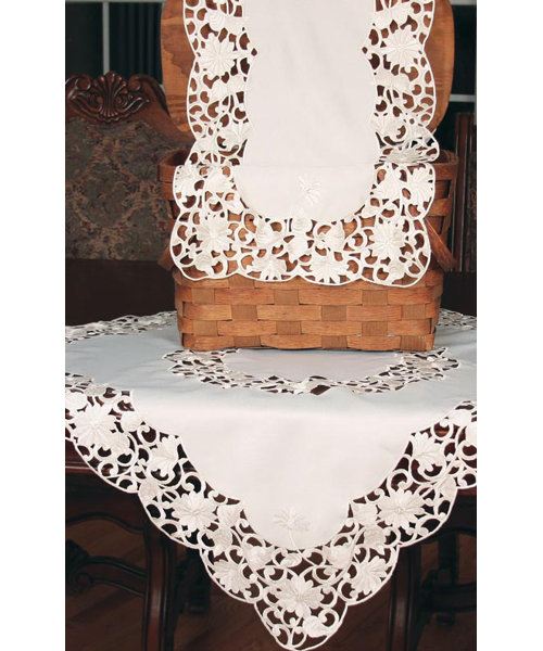 Daisy Lace Embroidered Cutwork Table Runner by Xia Home Fashions