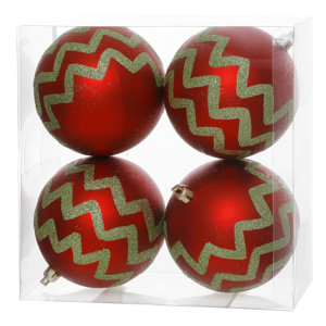 Chevron Glitter Ball Ornament (Set of 4)