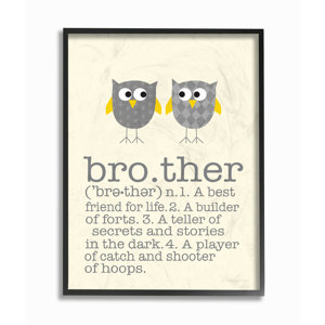 Brother Definition Two Owls Giclee Texturized Framed Art