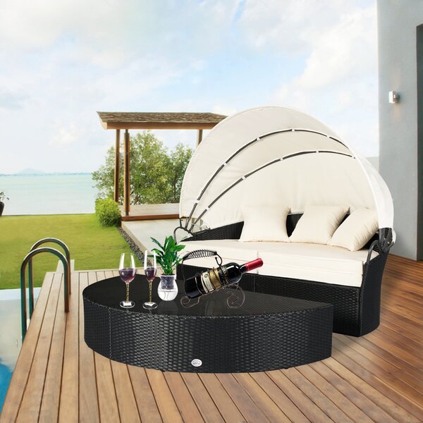 Noor Rattan Patio Daybed with Cushions by Latitude Run