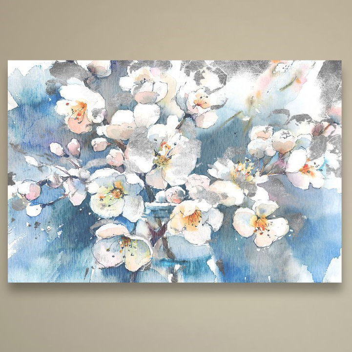 Winston Porter Spring Blossom In Blue Painting Print On Wrapped