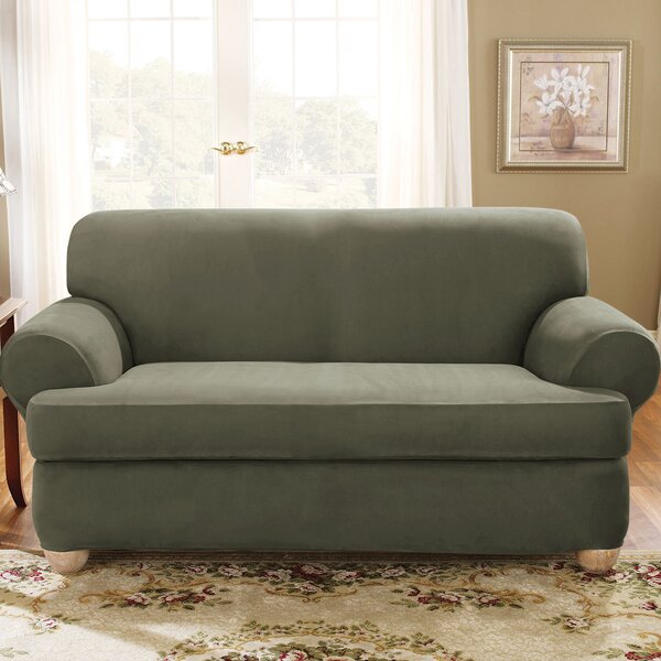 Soft Suede T-Cushion Loveseat Slipcover By Sure Fit