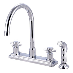 Elements of Design South Beach Double Cross Handle Kitchen Faucet with Non-Metallic Sprayer