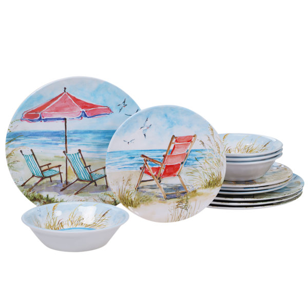 Best Choices Cavallaro 12 Piece Melamine Dinnerware Set, Service For 4 By Highland Dunes No Copoun