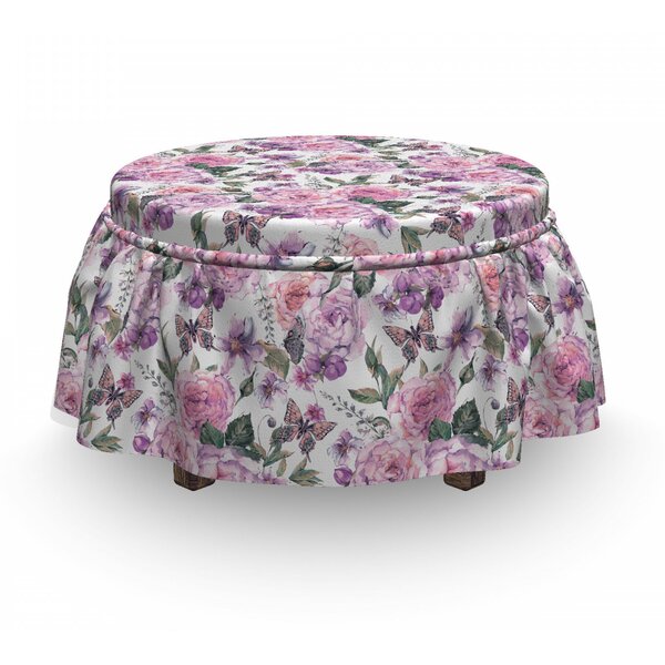 Swallowtails And Roses Ottoman Slipcover (Set Of 2) By East Urban Home