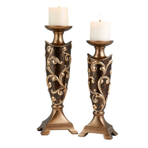 Bakewell 2 Piece Polyresin Candlestick Set