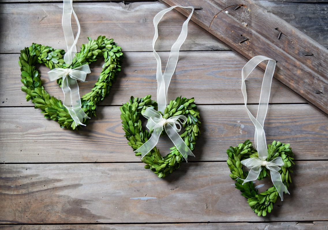 Preserved Boxwood Heart Wreaths