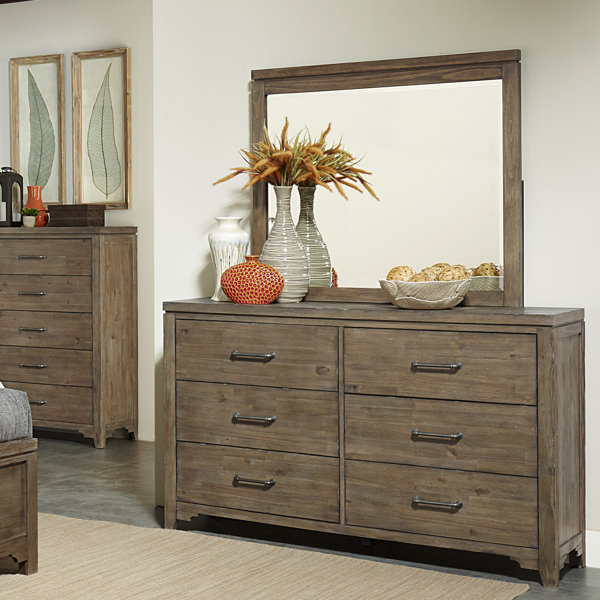 Union Rustic Saucedo 6 Drawer Double Dresser With Mirror Wayfair