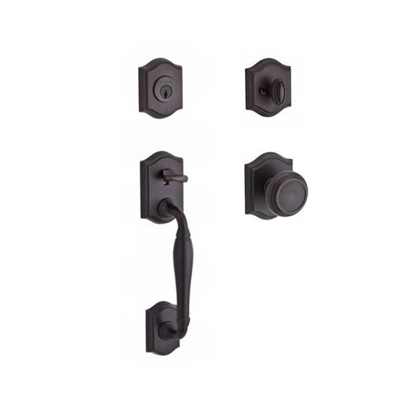 Westcliff Single Cylinder Handleset with Traditional Knob and Traditional Arch Rose by Baldwin