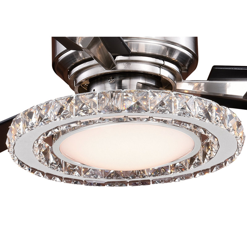 Orren Ellis 52 Simonne 3 Blade Led Crystal Ceiling Fan With Remote Control And Light Kit Included Reviews Wayfair