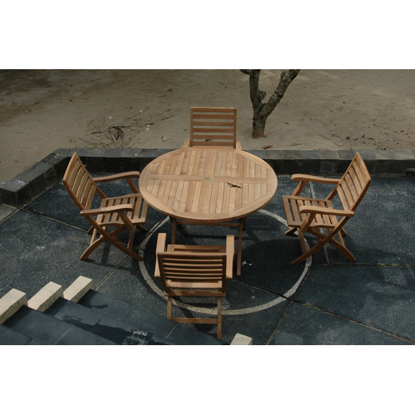 Farnam 5 Piece Teak Wood Dining Set by Rosecliff Heights