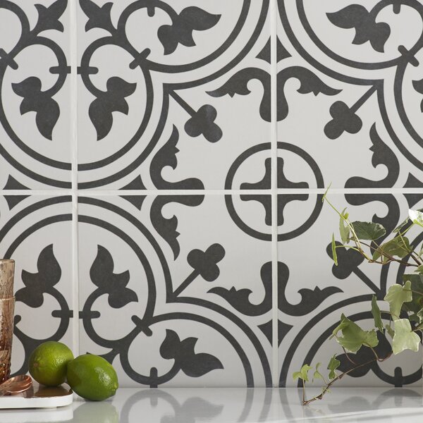 Artea 9.75 x 9.75 Porcelain Field Tile in Black/White by EliteTile