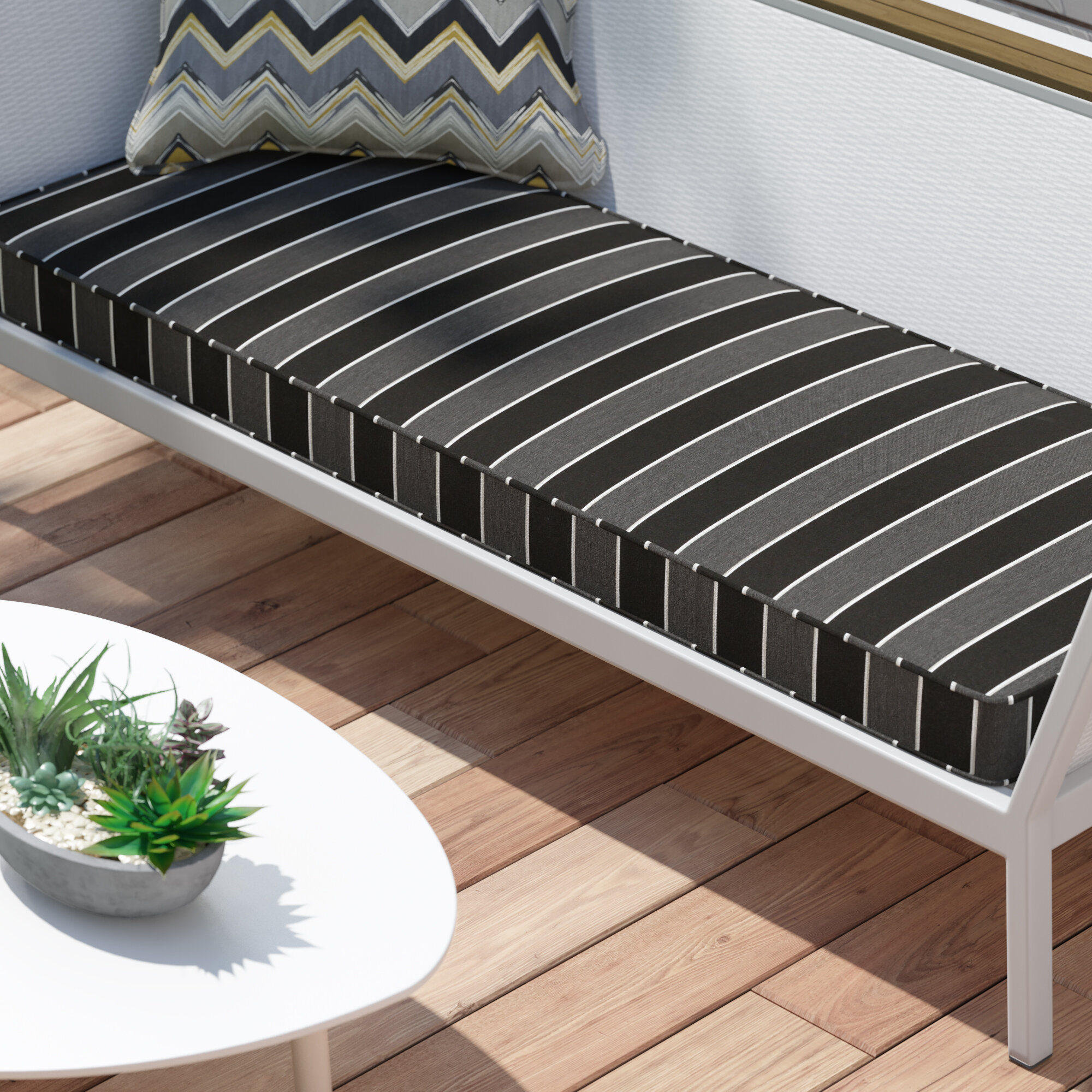 Brayden Studio Stripe Indoor Outdoor Sunbrella Bench Cushion Reviews Wayfair