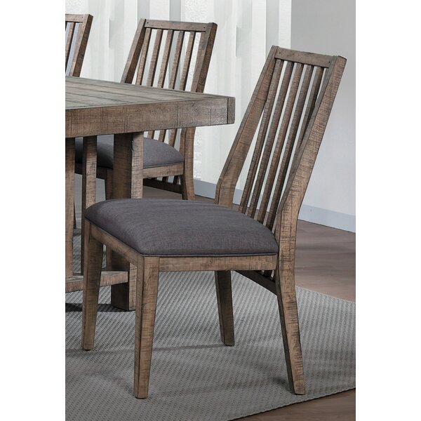 Huang Linen Upholstered Slat Back Side Chair Brown/Gray (Set Of 2) By Union Rustic