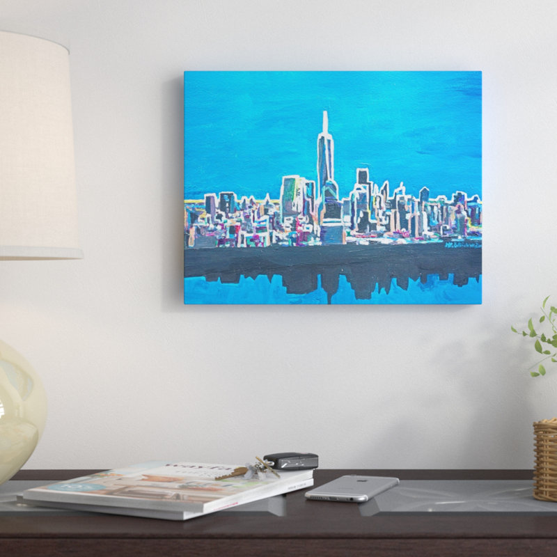 East Urban Home Nyc Wtc1 Shimmering Skyline Painting On Wrapped