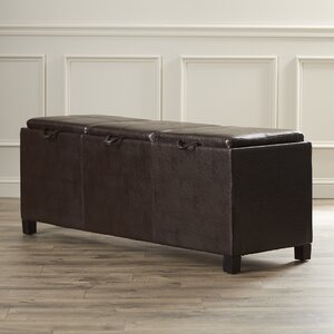 Marla Leather Storage Ottoman in Espresso