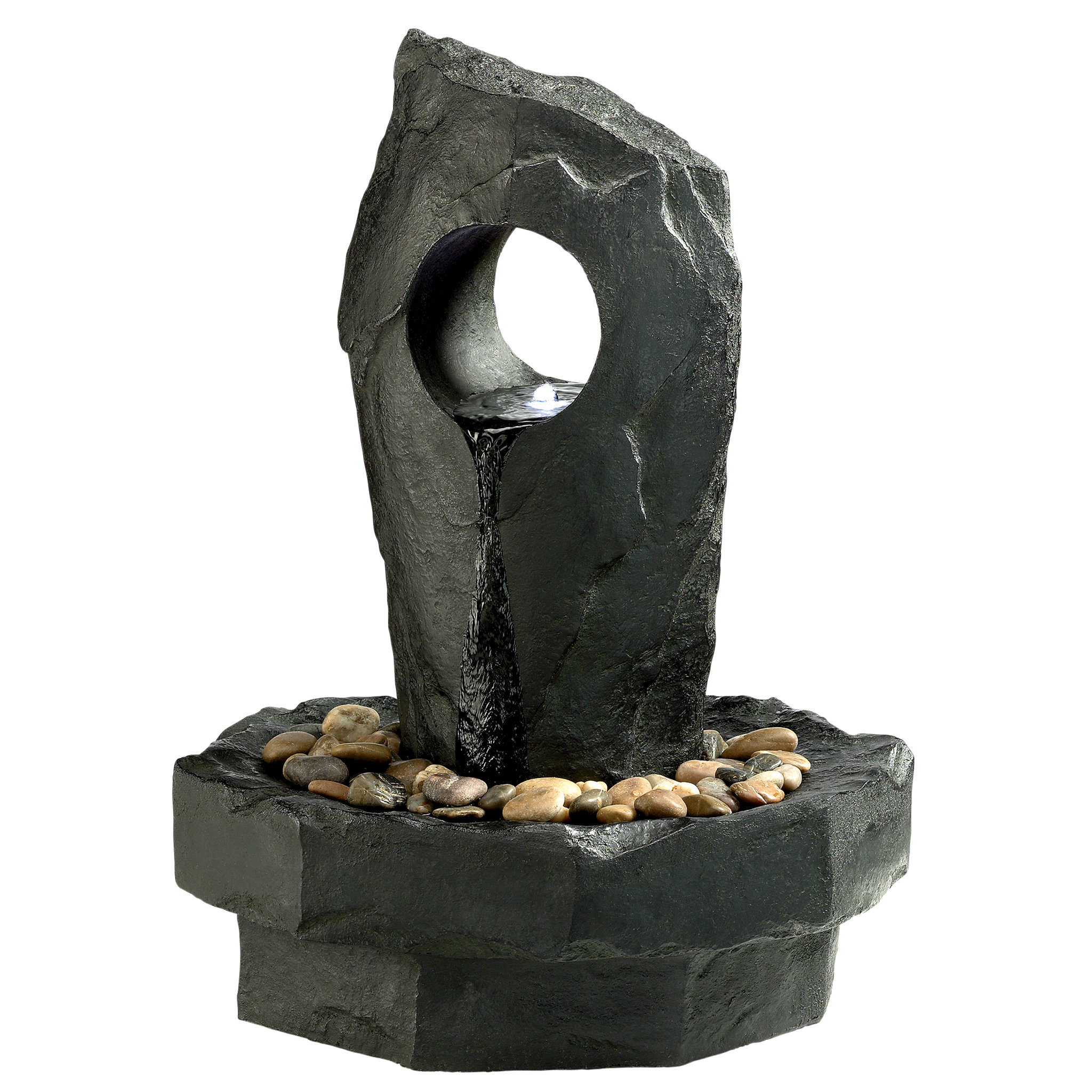 Wildon Home Resin Cascading Garden Fountain With Led Light Wayfair Garden Fountain With Led Light