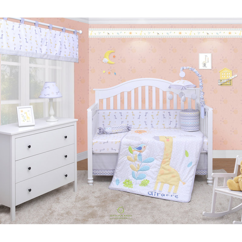 Zoomie Kids Lincoln Giraffe Animals Baby Nursery 6 Piece Crib