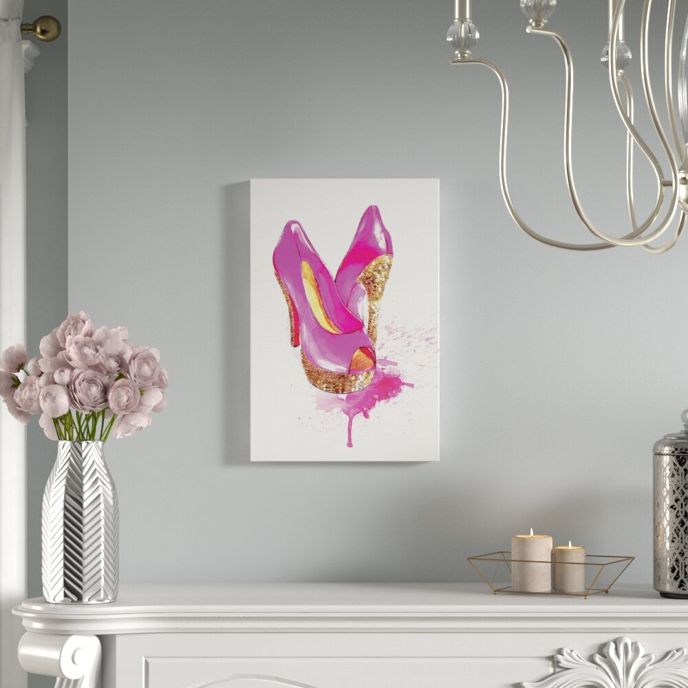 Glitter High Heel Painting Print On Wrapped Canvas